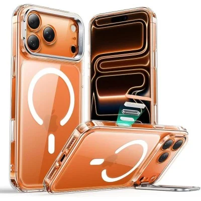 ESR iPhone 17 Pro HaloLock Classic Hybrid Case with Stash Stand (Camera Control Button) Case - Clear